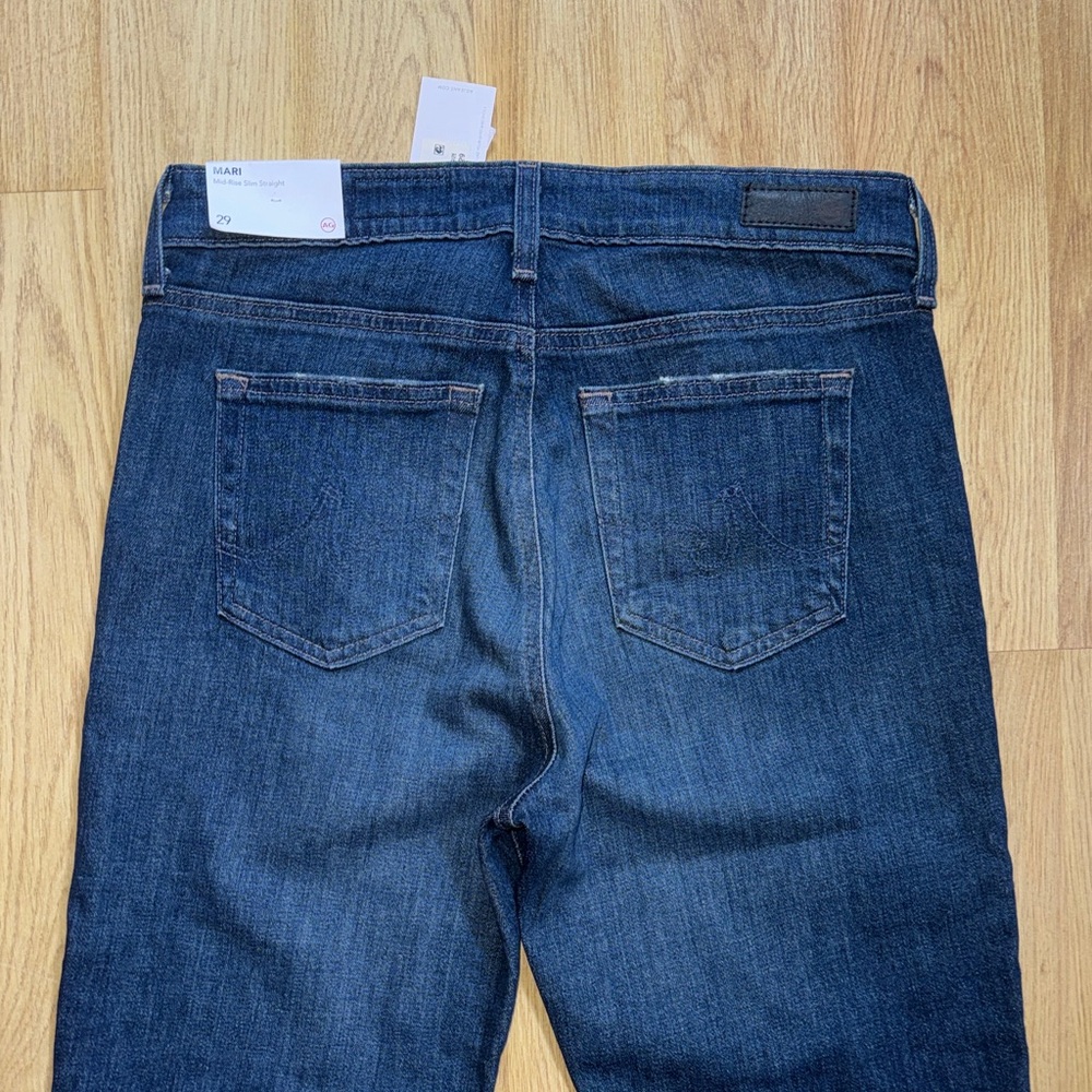 AG Adriano Goldschmied Straight Leg Jeans - Dark Wash Blue - Picture 8 of 12